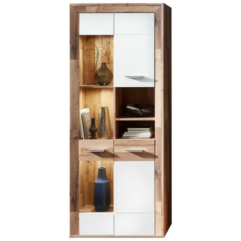 Vitrine in Weiß, Eichefarben