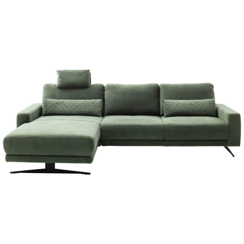 Ecksofa in Velours Olivgrün