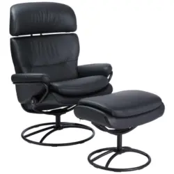 Relaxsesselset in Leder Schwarz