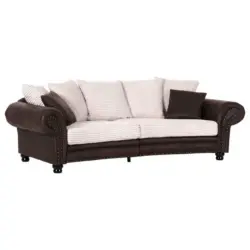 Chesterfield-Sofa in Kord, Flachgewebe Braun, Creme