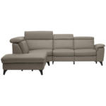 Ecksofa in Echtleder Graubraun