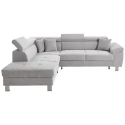 Ecksofa in Kord Hellgrau