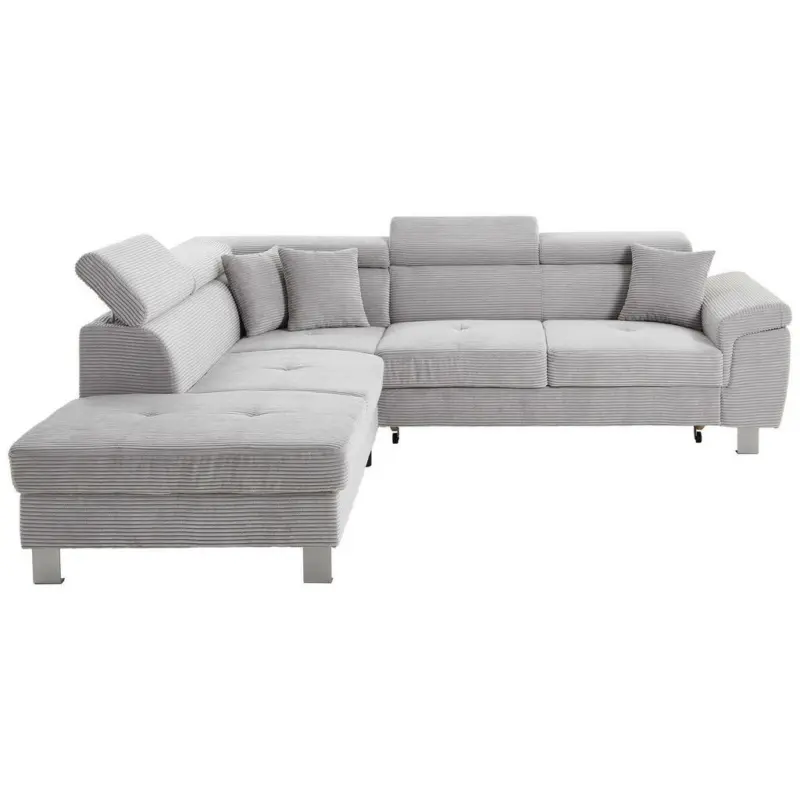 Ecksofa in Kord Hellgrau