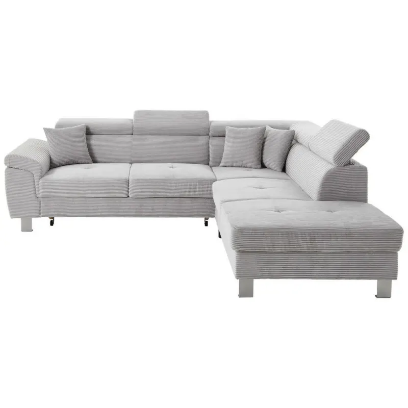 Ecksofa in Kord Hellgrau