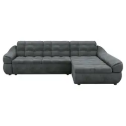 Ecksofa in Lederlook Anthrazit