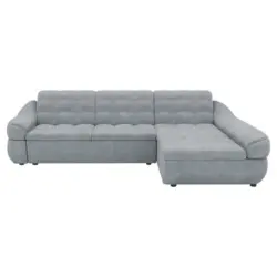 Ecksofa in Samt Hellgrau