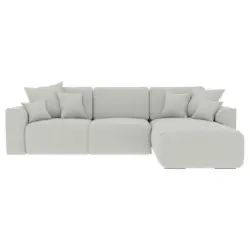 Ecksofa in Velours Hellgrau