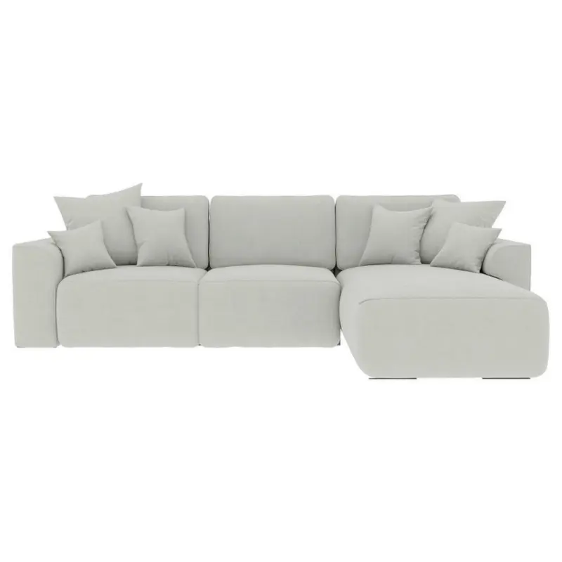 Ecksofa in Velours Hellgrau