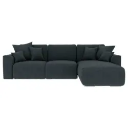Ecksofa in Lederlook Anthrazit