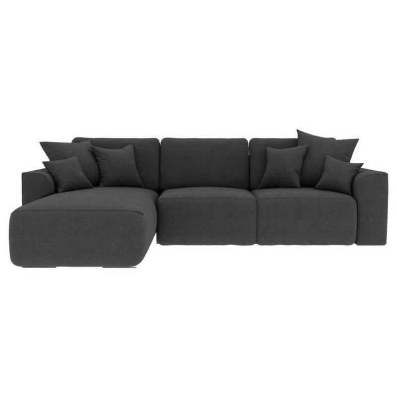 Ecksofa in Velours Dunkelgrau