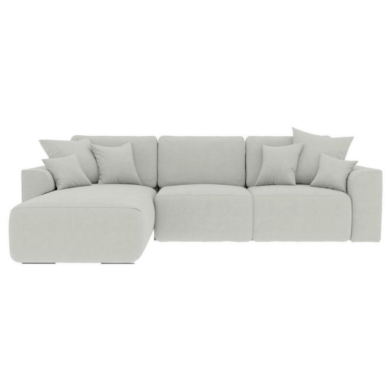 Ecksofa in Velours Hellgrau