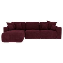 Ecksofa in Samt Bordeaux