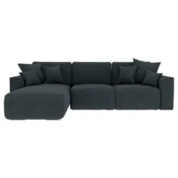 Ecksofa in Lederlook Anthrazit