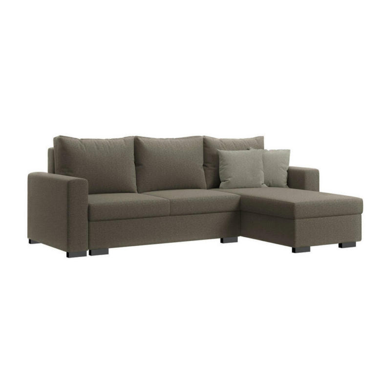 Eckschlafsofa in Webstoff Dunkelbraun