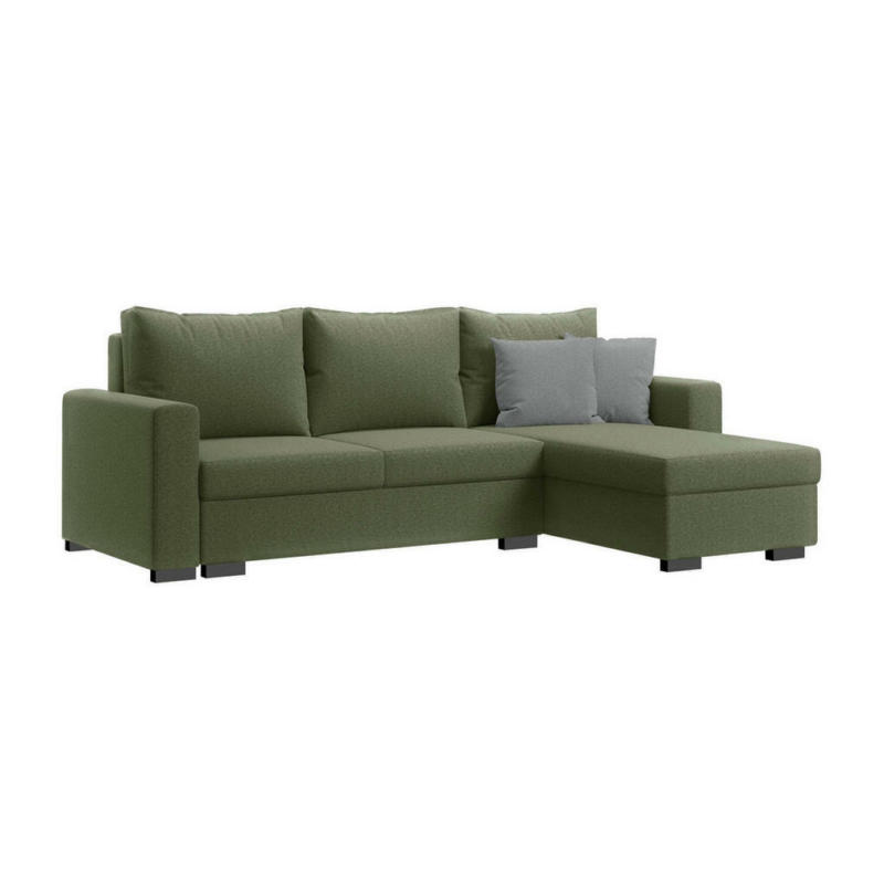 Eckschlafsofa in Webstoff Grün