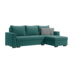 Eckschlafsofa in Webstoff Petrol