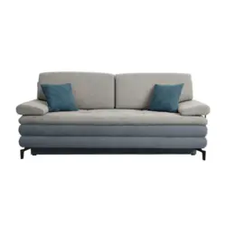Boxspringsofa in Webstoff Hellgrau, Hellblau