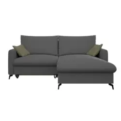 Eckschlafsofa in Webstoff Dunkelgrau