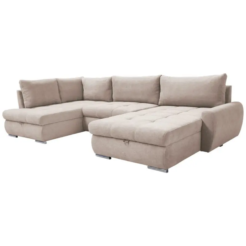 Wohnlandschaft in Velours Beige