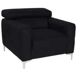 Sessel in Kombination Echtleder/Lederlook Schwarz