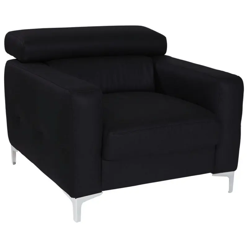 Sessel in Kombination Echtleder/Lederlook Schwarz