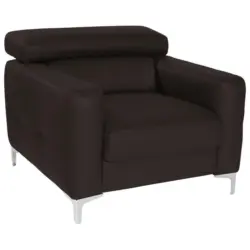 Sessel in Kombination Echtleder/Lederlook Dunkelbraun