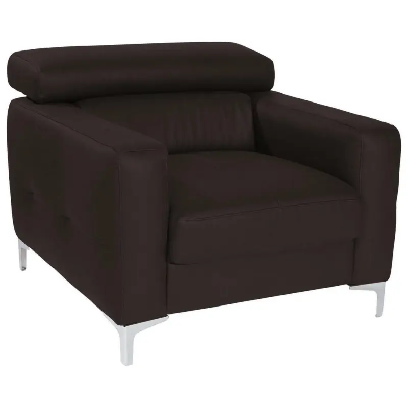 Sessel in Kombination Echtleder/Lederlook Dunkelbraun