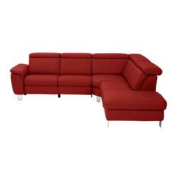 Ecksofa in Echtleder Rot