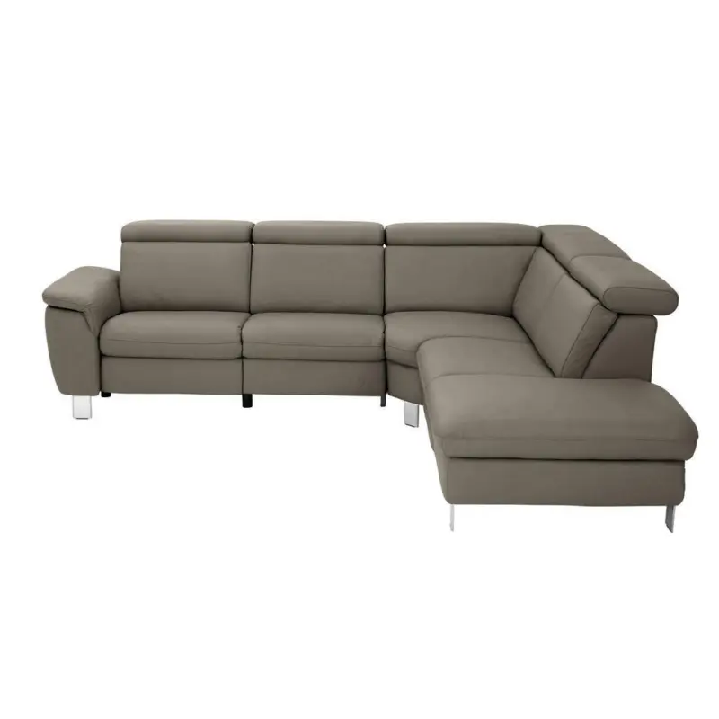 Ecksofa in Echtleder Graubraun