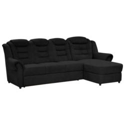 Ecksofa in Chenille Schwarz