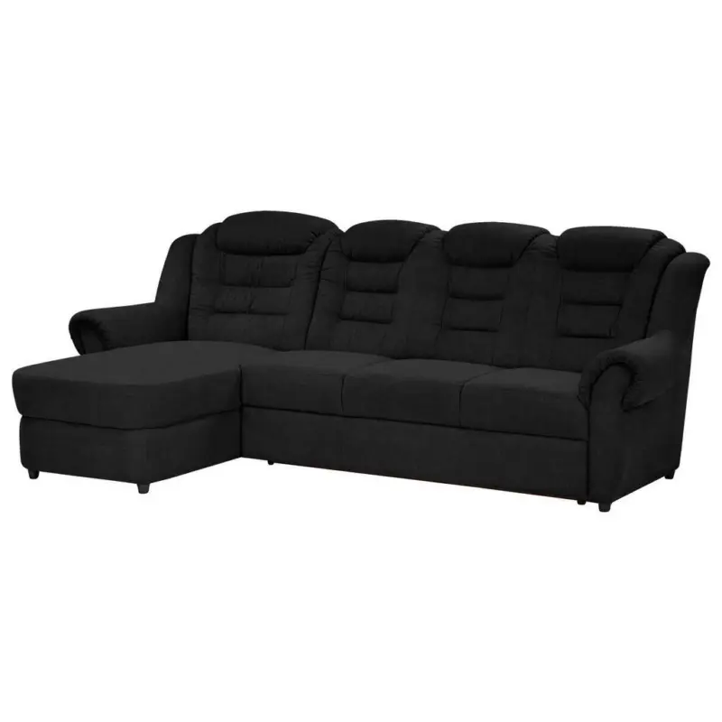 Ecksofa in Chenille Schwarz