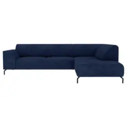 Ecksofa in Velours Dunkelblau