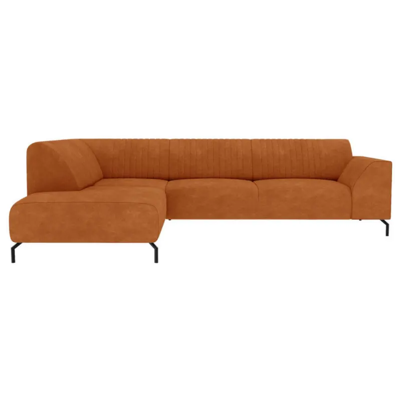 Ecksofa in Velours Cognac