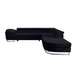 Ecksofa in Velours Schwarz
