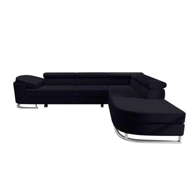 Ecksofa in Velours Schwarz