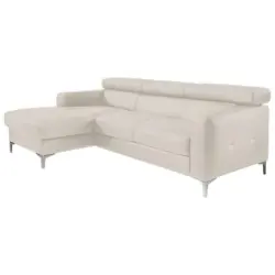 Ecksofa in Kombination Echtleder/Lederlook Hellgrau
