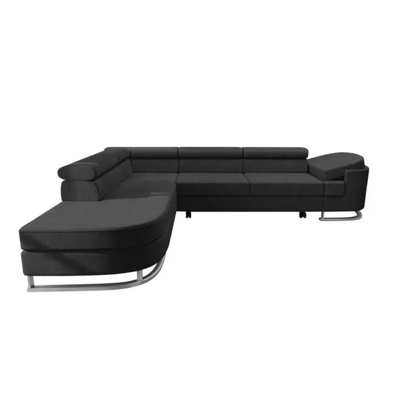 Ecksofa in Lederlook Schwarz