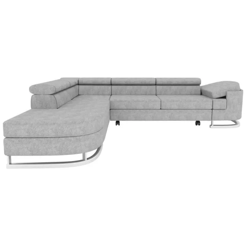 Ecksofa in Lederlook Hellgrau