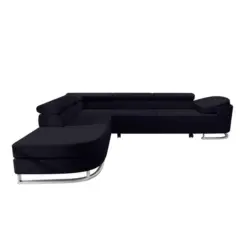 Ecksofa in Velours Schwarz