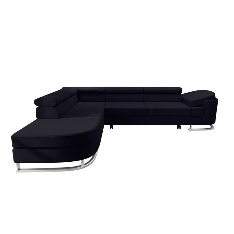 Ecksofa in Velours Schwarz