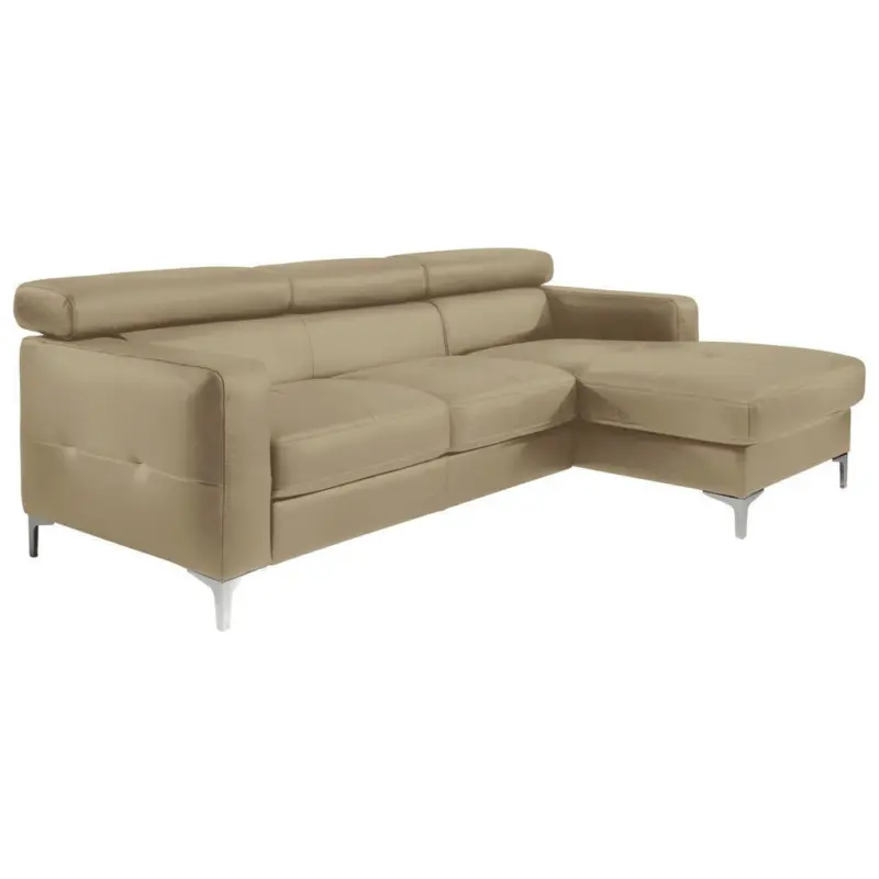 Ecksofa in Kombination Echtleder/Lederlook Hellbraun