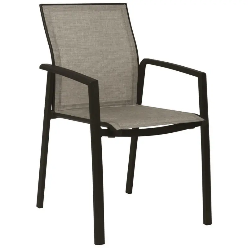 Stapelsessel in Metall, Textil Grau, Schwarz