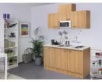 Hornbach Singleküche Flex Well Nano 7952 Buche-Dekor/Buche-Dekor 150 cm inkl. Einbaugeräte