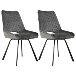 Stuhl-Set 2 Stück in Stahl Samt