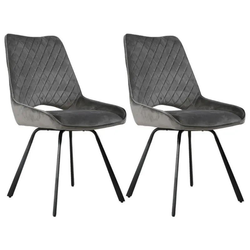 Stuhl-Set 2 Stück in Stahl Samt