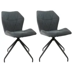 Stuhl-Set 2 St&uuml;ck in Stahl Webstoff