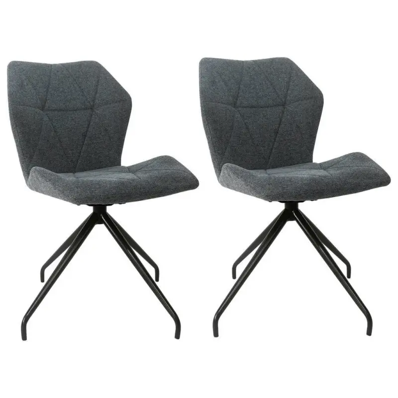 Stuhl-Set 2 St&uuml;ck in Stahl Webstoff