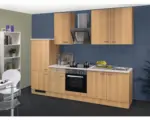 Hornbach Küchenblock Flex Well Nano 8604 Buche-Dekor/Buche-Dekor 270 cm inkl. Einbaugeräte
