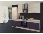 Hornbach Küchenblock Flex Well Focus 8724 Akazie-Dekor/Aubergine 270 cm inkl. Einbaugeräte