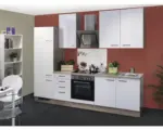 Hornbach Küchenblock Flex Well Valero weiß/Sonoma Eiche hochglanz 270 cm inkl. Einbaugeräte